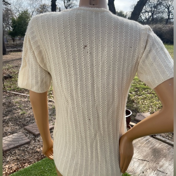 Vintage 70s Neiman Marcus Cashmere Short Sleeved Sweater - Needs Repair - Picture 7 of 13